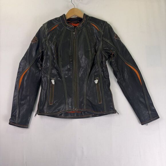 Harley-Davidson Jackets & Blazers - Harley-Davidson Black and Orange Women's Harker Perforated Jacket